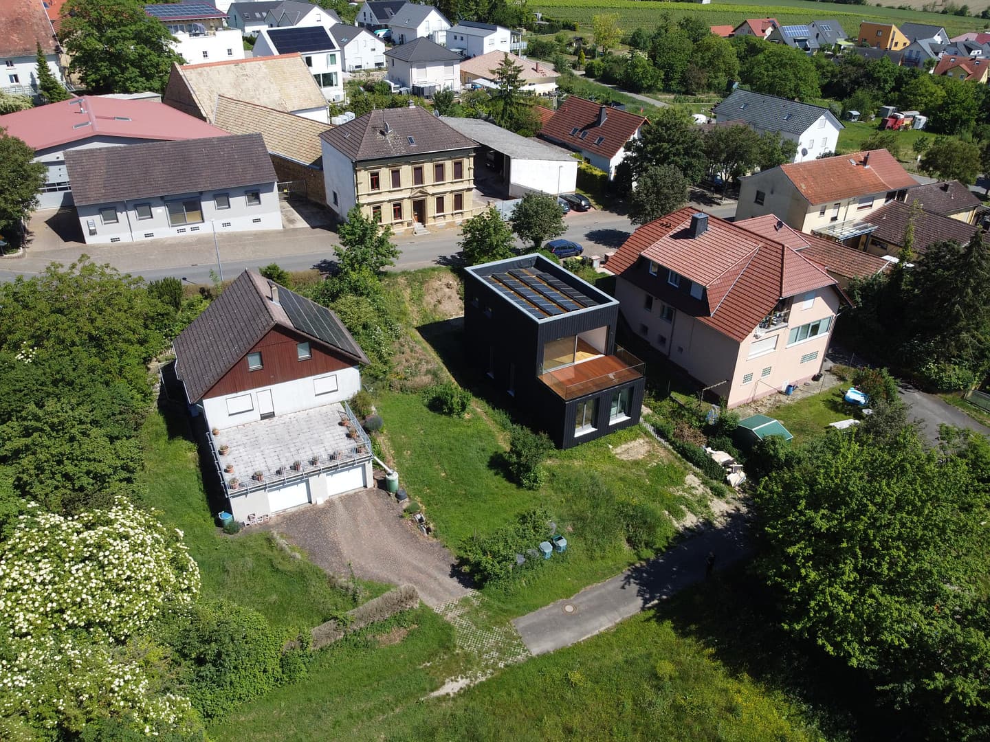 Blick über die Weinberge und das offene Gewässer am Grundstück